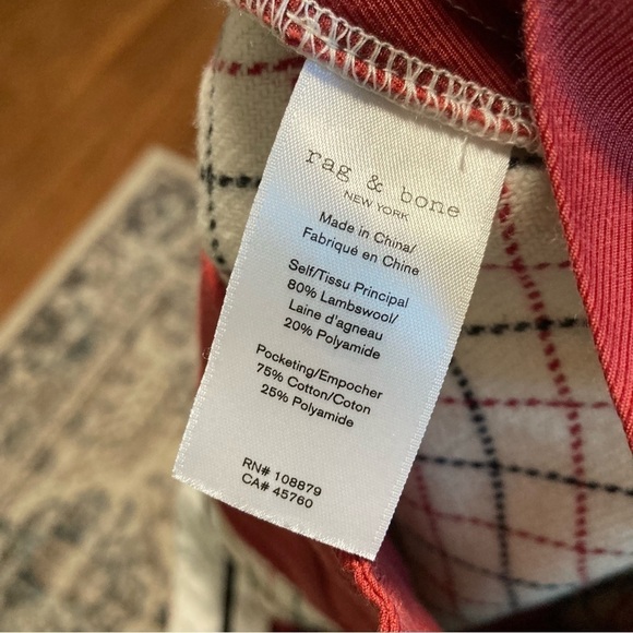 NWOT Rag & Bone Poppy Ivory Check High Waisted Wool Trouser Pants - Picture 15 of 15